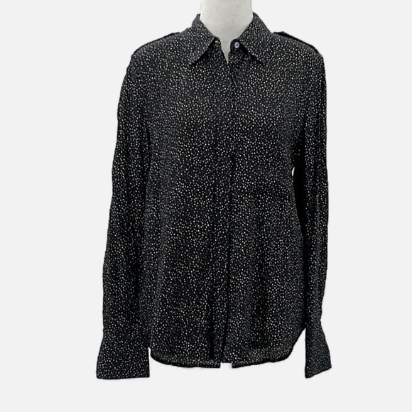 Equipment Femme Viscose Long Sleeve Button Front Galaxy Dot Blouse - Size Medium - Picture 1 of 6